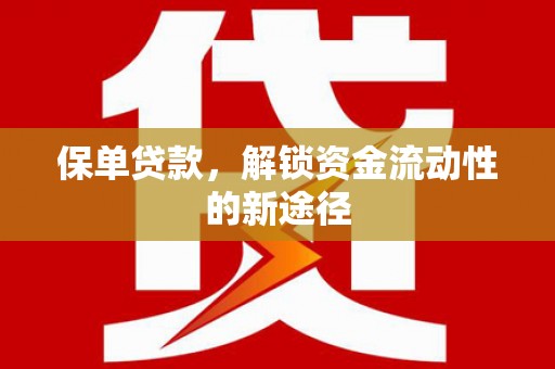 宝塔保单贷款，解锁资金流动性的新途径