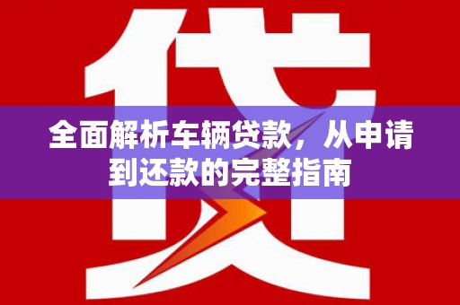 宝塔全面解析车辆贷款，从申请到还款的完整指南