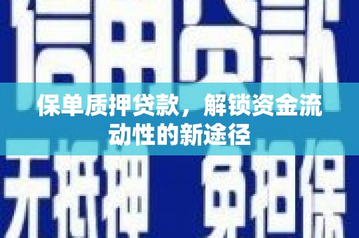 宝塔保单质押贷款，解锁资金流动性的新途径