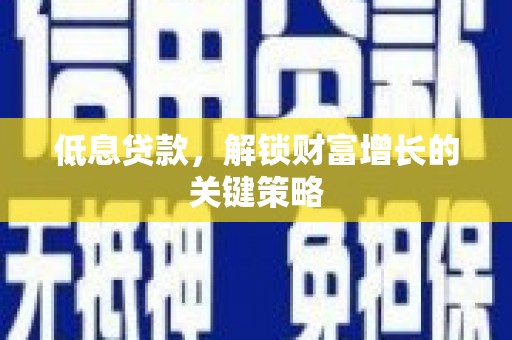 宝塔低息贷款，解锁财富增长的关键策略