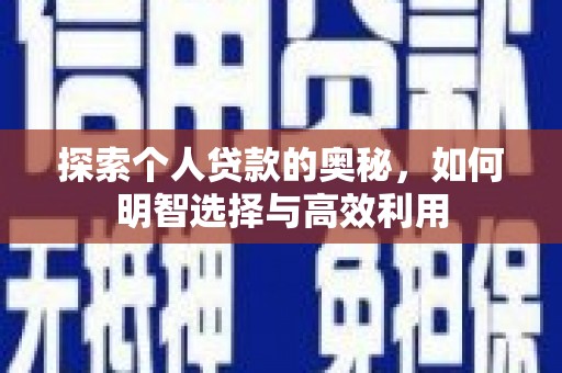 宝塔探索个人贷款的奥秘，如何明智选择与高效利用