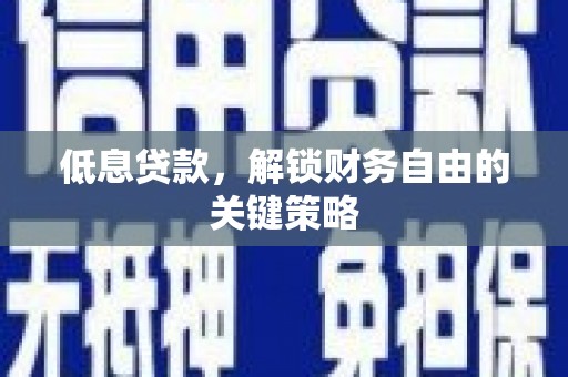 宝塔低息贷款，解锁财务自由的关键策略