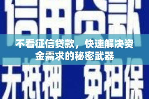 宝塔不看征信贷款，快速解决资金需求的秘密武器